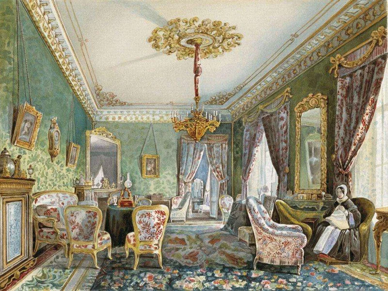 1818-Nikolai Tikhobrazov - Interno di un edificio a San Pietroburgo (1844)